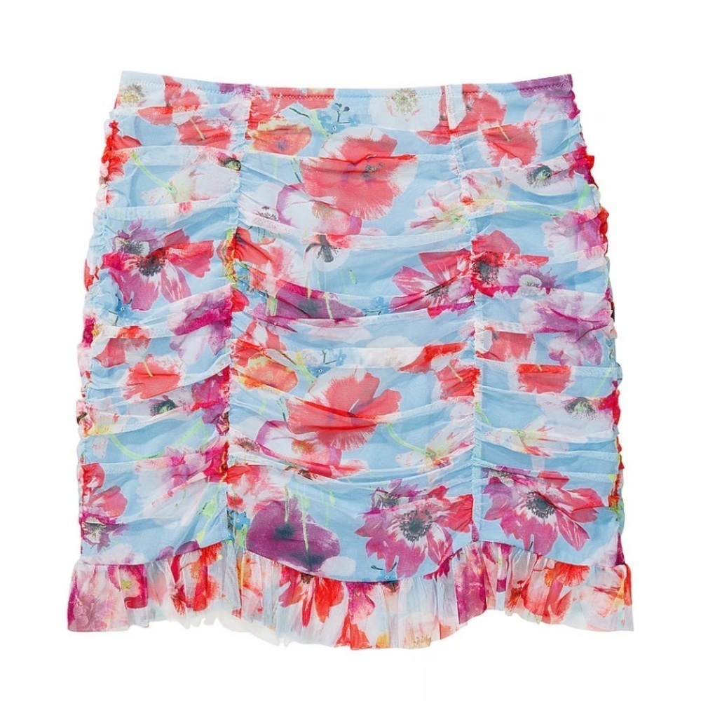 New! Victoria’s Secret ruched floral mesh skirt blue 4128